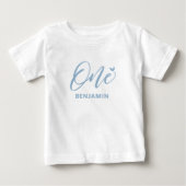 1e verjaardag | Leuke blauwe hart & One baby shirt (Voorkant)