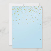 1e Verjaardag Lichtblauw & Goud Confetti Invitatio Kaart (Achterkant)