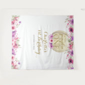 1e verjaardag Little Pumpkin Floral foto Prop. Wandkleed (Voorkant (horizontaal))