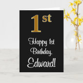 1e verjaardag ~ Luxurieuze Faux Gold-look # Kaart (Gele Bloem)