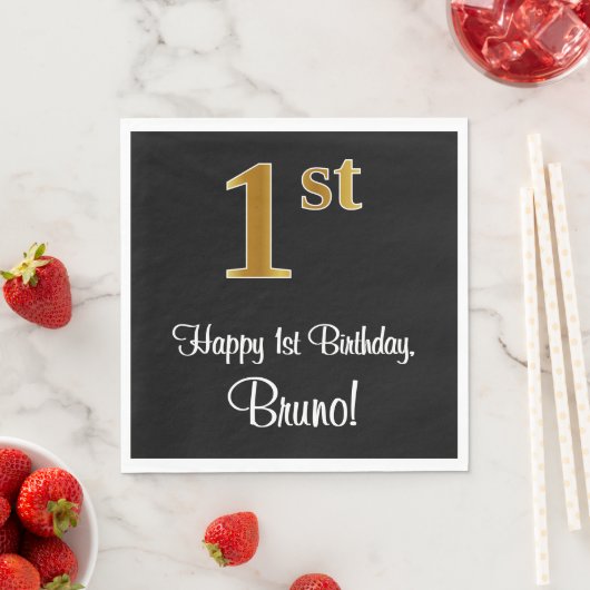 1e verjaardag ~ Luxurieuze Faux Gold-look # Servet (Insitu)