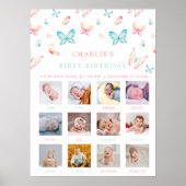 1e Verjaardag Maandelijks Fototeken Rainbow Butter Poster (Voorkant)