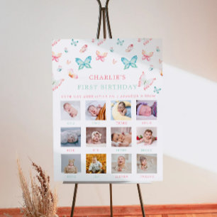 1e Verjaardag Maandelijks Fototeken Rainbow Butter Poster