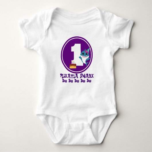 1e Verjaardag Meisje Baby Shark T-shirt (Voorkant)