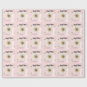 1e verjaardag meisje Cute Floral Daisy Pink Aangep Cadeaupapier (Vlak)