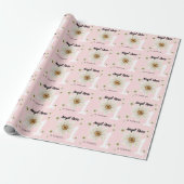1e verjaardag meisje Cute Floral Daisy Pink Aangep Cadeaupapier (Uitgerold)