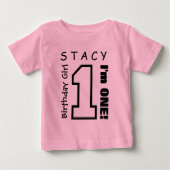 1e Verjaardag Meisje Een Jaar Aangepaste Naam Roze (Voorkant)