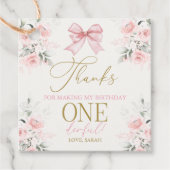 1e verjaardag Meisje met boog Bedankjes Labels (Voorkant)