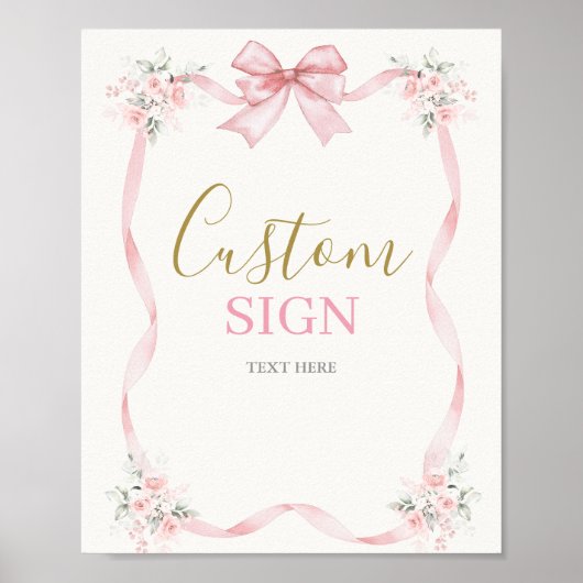 1e Verjaardag Meisje met boog Poster (Voorkant)