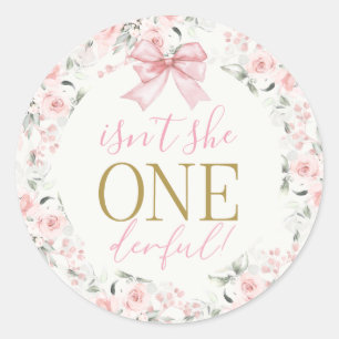 1e verjaardag Meisje met boog Ronde Sticker