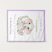 1e Verjaardag Meisje Olifant Welkomstbord Tapestry Wandkleed (Voorkant (horizontaal))