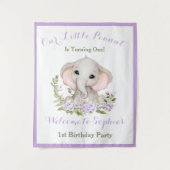 1e Verjaardag Meisje Olifant Welkomstbord Tapestry Wandkleed (Voorkant)