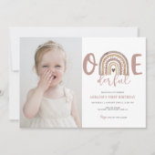 1e Verjaardag Meisje Onederful Schattige Fotofeest Kaart (Voorkant)