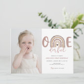 1e Verjaardag Meisje Onederful Schattige Fotofeest Kaart (Staand voorkant)