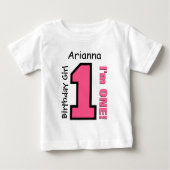 1e Verjaardag Meisje ROZE Een Jaar Aangepaste Naam (Voorkant)