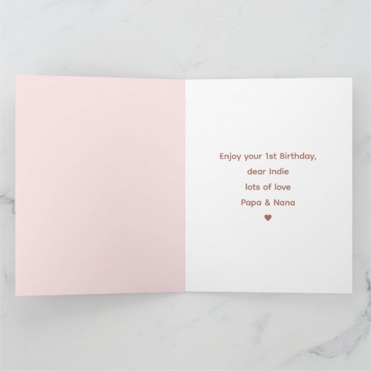 1e Verjaardag Meisje Roze Olifant Herfst Pompoen Kaart (Binnen)