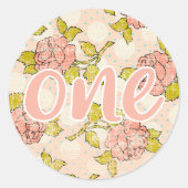 1e verjaardag Meisje Shabby Chic Rozen Cottage Blo Ronde Sticker (Voorkant)