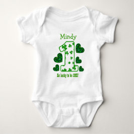 1e Verjaardag Meisje Shamrock Nummer Custom Name V Romper