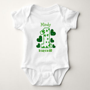 1e Verjaardag Meisje Shamrock Nummer Custom Name V Romper