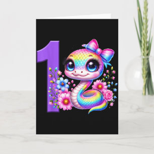 1e verjaardag meisje slang feest regenboog coquett kaart