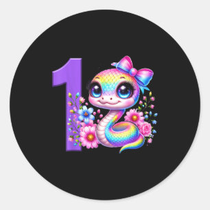 1e verjaardag meisje slang feest regenboog coquett ronde sticker