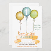 1e verjaardag meisje uitnodigen, meisje verjaardag kaart (Voorkant / Achterkant)