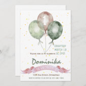 1e verjaardag meisje uitnodigen, meisje verjaardag kaart (Voorkant / Achterkant)