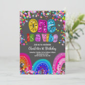 1e verjaardag meisjes glitter party kaart (Staand voorkant)