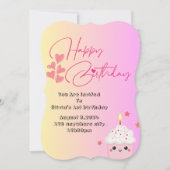 1e verjaardag meisjes uitnodiging in roze (Voorkant)