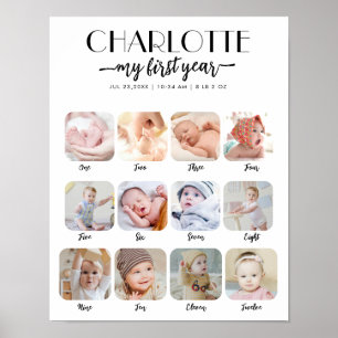 1e verjaardag mijlpaal Mijn eerste jaar foto Poster