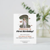 1e Verjaardag Minimalistische Beige Teddy Harten Briefkaart (Staand voorkant)