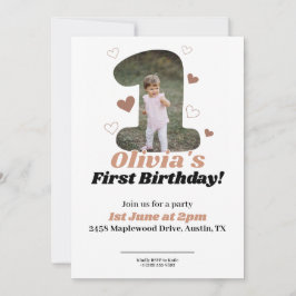 1e verjaardag minimalistische beige teddyharten