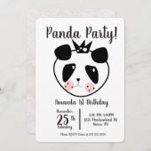 1e verjaardag Modern Cute Panda Kaart (Voorkant / Achterkant)