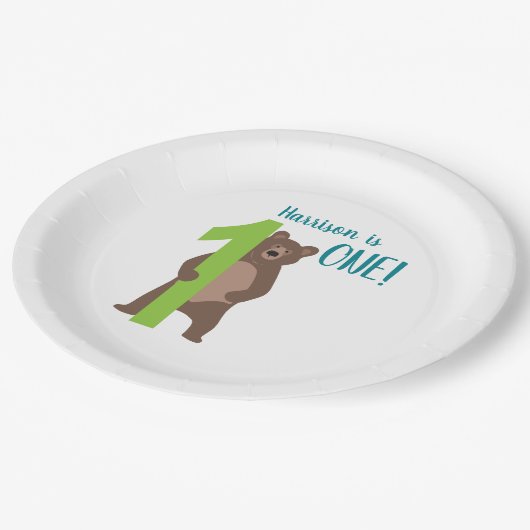 1e Verjaardag Modern Minimal Brown Beer Papieren Bordje (Gekanteld)