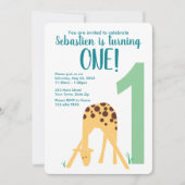 1e verjaardag Moderne Gele Baby Giraffe Kaart (Voorkant)