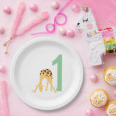 1e verjaardag Moderne Gele Giraffe Papieren Bordje (Feest)