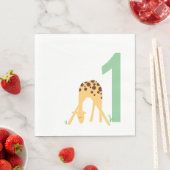 1e verjaardag Moderne Minimaal Gele Giraffe Servet (Insitu)