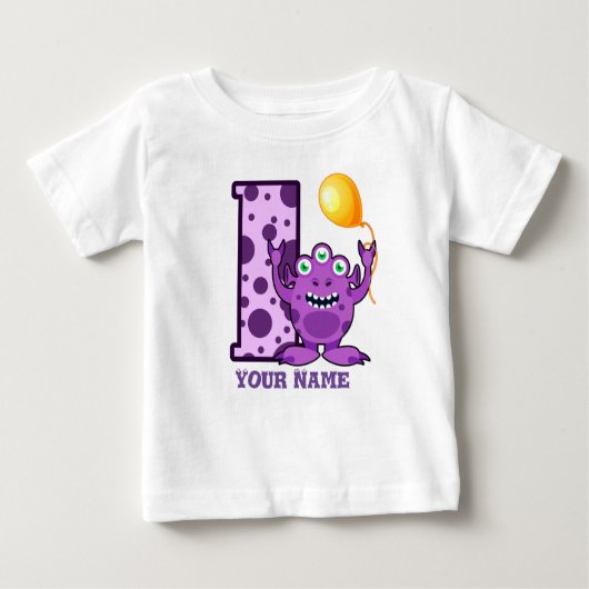 1e verjaardag Monster van Aangepaste Baby T-shirt (Voorkant)