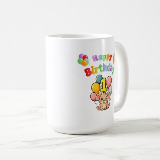 1e Verjaardag Muis Kinderverjaardag Koffiemok (Voorkant rechts)