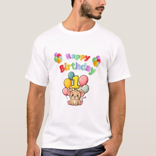 1e Verjaardag Muis Kinderverjaardag T-shirt (Voorkant)