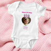 1e verjaardag naam leeftijd foto roze tiara baby m romper