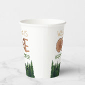 1e Verjaardag Naam Rustieke One Happy Camper Papieren Bekers (Rechts)