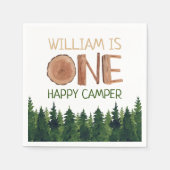 1e Verjaardag Naam Rustieke One Happy Camper Servet (Voorkant)
