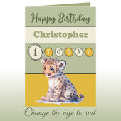 1e verjaardag naam toevoegen jongen schattig dier  kaart