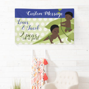 1e verjaardag of Baby shower-banner voor tweelingj Spandoek