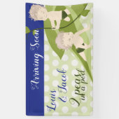 1e verjaardag of Baby shower-banner voor tweelingj Spandoek (Verticaal)