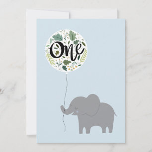 1e verjaardag olifant met ballon feestdagenkaart