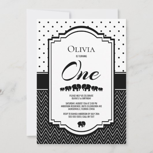 1e verjaardag olifantsfeest kaart (Voorkant)