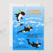 1e verjaardag onder de zee orka walvis meisje kaart (Voorkant)