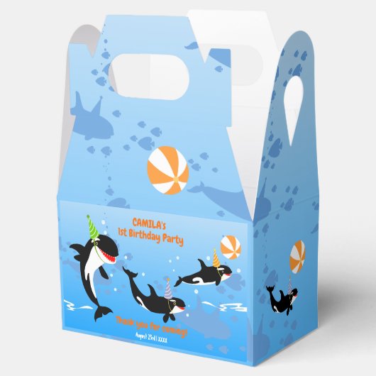 1e verjaardag onder het zee orka walvis baby meisj bedankdoosjes (Geopend)
